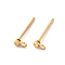 202 Stainless Steel Stud Earring Findings, with 304 Stainless Steel Pins and Loop, Real 18K Gold Plated, 2mm, Pin: 0.8mm