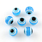 Round Evil Eye Resin Beads, Deep Sky Blue, 6x5mm, Hole: 1.8~2mm