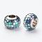 304 Stainless Steel Resin European Beads, with Shell and Enamel, Rondelle, Large Hole Beads, Royal Blue, 12x8mm, Hole: 5mm