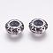 304 Stainless Steel Beads, Rondelle, with Rubber Inside, Slider Beads, Antique Silver, 11x4.5mm, Hole: 5mm, Rubber Hole: 3mm