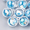 Plastic Ball Pendants, with Shell and Sequins, Round, Deep Sky Blue, 36x30x30mm, Hole: 3mm