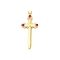 Brass Micro Pave Cubic Zirconia Pendants, Cadmium Free & Lead Free, Cross Charms, Real 16K Gold Plated, 33.5x14.5x3mm, Hole: 3mm
