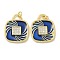 Brass Micro Pave Cubic Zirconia Pendants, Cadmium Free & Lead Free, with Enamel and Jump Rings, Oblate/Square Series Charms, Square, 21x17x2mm, Hole: 2.8mm