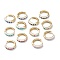 Brass Enamel Huggie Hoop Earrings, Long-Lasting Plated, Ring with Rhombus, Golden, Mixed Color, 14x3mm, Pin: 0.8mm