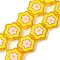 Glass Beads, Hand Drawn Beads, with Enamel, Flower, Gold, 19x6mm, Hole: 1.2mm