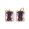 Brass Pave Cubic Zirconia Charms, Rectangle, Rack Plating, Lead Free & Cadmium Free, Long-Lasting Plated, Real 18K Gold Plated, with Jump Ring, Purple, 12x9x7mm, Hole: 3mm