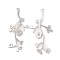 Brass Pendants, Cadmium Free & Nickel Free & Lead Free, Branch with Flower Charm, Real Platinum Plated, 38x18x1mm, Hole: 1.4mm