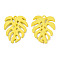 Spray Painted Alloy Pendants, Tropical Leaf, Cadmium Free & Nickel Free & Lead Free, Yellow, 34x27x4mm, Hole: 1.8mm