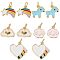 10Pcs 5 Style Real Real 18K Gold Plated Plated Brass Charms, with Enamel and Jump Rings, Long-Lasting Plated, Meteor & Heart & Horse, Mixed Color, 9~15x10~14.5x1.5~2mm, Hole: 3mm, 2pcs/style