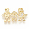 Brass Micro Pave Cubic Zirconia Links, Cadmium Free & Lead Free, Family, Clear, Golden, 16x27x2.5mm, Hole: 1mm