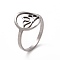 Non-Tarnish 201 Stainless Steel Oval with Crown Finger Ring, Hollow Wide Ring for Women, Stainless Steel Color, US Size 6 1/2(16.9mm)