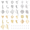 32Pcs 16 Style Alloy Stud Earring Findings, with Loops and 304 Stainless Steel Steel Pins, Star & Leaf & Flower & Rhombus & Heart, Cadmium Free & Nickel Free & Lead Free, with 70Pcs Plastic Ear Nuts, Platinum & Light Gold, 10~23.5x6~17.5mm, Hole: 1~2mm, Pin: 0.6~0.7mm, 2Pcs/style