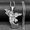 201 Stainless Steel Archangel Saint Michael Pendant Necklaces, Non-Tarnish, Stainless Steel Color, 23.50 inch(59.7cm)