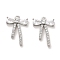 Brass Micro Pave Clear Cubic Zirconia Pendants, Cadmium Free & Nickel Free & Lead Free, with Glass, Bowknot, Real Platinum Plated, 16x11.5x2.5mm, Hole: 1.4mm