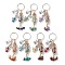 7Pcs 7 Styles Gemstone Wish Bottle Keychains, with Iron Split Key Rings and Imitation Pearl Acrylic Beads, Angel, 9.4~9.8cm, 1pc/style