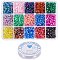 Spray Painted Crackle Glass Beads, Round, with Crystal Thread, Mixed Color, 4mm, Hole: 1.1~1.3mm, about 230pcs/color, about 3450pcs/box