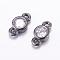 Brass Micro Pave Cubic Zirconia Links, Long-Lasting Plated, Cadmium Free & Nickel Free & Lead Free, Flat Round, Gunmetal, 4x8x2mm, Hole: 1mm