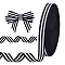 PandaHall Black White Striped Ribbon, 50 Yard/45.72m Classic Grosgrain Fabric Ribbon Polyester Gift Wrap Striped Ribbon for Halloween Packing Bows Making Wreath Decoration