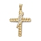 Brass Micro Pave Clear Cubic Zirconia Pendants, Cadmium Free & Nickel Free & Lead Free, Real 18K Gold Plated, Cross, Lightning Bolt, 36x26x2.5mm, Hole: 5x3.5mm