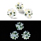 Luminous Polymer Clay Rhinestone Floral Ball Beads, with Acrylic Flower, for Beadable Pens Jewelry Keychain Making, White, 20~23mm, Hole: 2~3mm