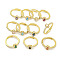 Oval Rack Plating Brass Micro Pave Cubic Zirconia Ring, Adjustable Rings for Women, Cadmium Free & Lead Free, Long-Lasting Plated, Real 18K Gold Plated, Mixed Color, Inner Diameter: 17.8mm