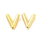 Brass Hollow Out Initial Letter Stud Earrings for Women, Real 18K Gold Plated, Lead Free & Cadmium Free, Letter.V, 7x6x1.5mm, Pin: 0.8mm
