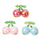 3Pcs Acrylic Imitation Pearl Pendants, with Glass Beads, Cherry, Mixed Color, 30x31x15.5mm, Hole: 5mm