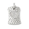 Brass Micro Pave Cubic Zirconia Pendants, Rectangle with Heart Charms, Rack Plating, Long-Lasting Plated, Platinum, 18x12x4mm, Hole: 3x2mm