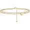 Heart Brass with Crystal Rhinestone Anklets, Golden, Letter A, 9-1/8 inch(230mm)