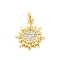 Brass Micro Pave Cubic Zirconia Pendants, Cadmium Free & Lead Free, Sun Charms, with Jump Ring, Real 16K Gold Plated, 16x13.5x1.5mm, Hole: 3.5mm