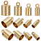 32Pcs 4 Style Brass Cord Ends, End Caps, Long-Lasting Plated, Column, Real 24K Gold Plated, 9~11x3.5~7mm, Hole: 1.5~1.8mm, Inner Diameter: 3~6mm, 8pcs/style