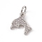 Brass Micro Pave Cubic Zirconia Charms, with Jump Ring, Cadmium Free & Lead Free, Dolphin Charms, Platinum, 10x10x1.5mm, Hole: 3mm