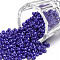 8/0 Glass Seed Beads, Opaque Colors Lustered, Round, Round Hole, Blue, 8/0, 3mm, Hole: 1mm, about 1111pcs/50g, 50g/bag, 18bags/2pounds
