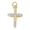 Rack Plating Brass Micro Pave Cubic Zirconia Pendants, Long-Lasting Plated, Lead Free & Cadmium Free, Cross Charms, with Jump Ring, Real 18K Gold Plated, 18.5x12x3mm, Hole: 3mm