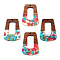 Transparent Resin & Walnut Wood Pendants, with Gold Foil, Trapezoid Charms, Camellia, 37.5x27x3mm, Hole: 2mm