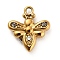 304 Stainless Steel Crystal Rhinestone Pendants, Real 18K Gold Plated, Bees, 11x10x3mm, Hole: 1mm