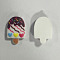 Printed Opaque Resin Decoden Cabochons, Imitation Food,  Ice Cream, Heart Pattern, White, 21.5x14x5.5mm, Hole: 2mm