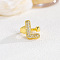 Brass Micro Pave Clear Cubic Zirconia Cuff Rings, Golden, Letter L, Inner Diameter: Adjustable