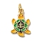 Rack Plating Brass Pendants, with Enamel and Jump Ring, Cadmium Free & Lead Free, Long-Lasting Plated, Turtle Charm, Real 18K Gold Plated, 16.5x11x1mm, Hole: 3mm