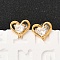 Brass Micro Pave Clear Cubic Zirconia Heart Stud Earrings, with 316 Surgical Stainless Steel Pin, Nickel Free, Real 18K Gold Plated, 8x9mm