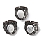 Natural Howlite Oval Adjustable Rings, Lead Free & Cadmium Free, Red Copper Plated Brass Finger Rings for Women Men, 24.4mm, Inner Diameter: 19.2mm
