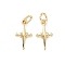 Brass Pendants, Cross Charms, Rack Plating, Long-Lasting Plated, with Jump Ring, Golden, 14x8x2mm, Hole: 3mm