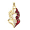 Brass Micro Pave Cubic Zirconia Pendants, Enamel Style, Heart with Wings, Rack Plating, Long-Lasting Plated, Lead Free and Cadmium Free, Real 18K Gold Plated, 36x19.5x4mm, Hole: 4.5x3mm