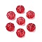 Spray Painted Transparent Glass Beads, Flower Charm, Red, 15x15x6mm, Hole: 1.2mm