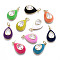Brass Clear Cubic Zirconia Pendants, with Enamel and Jump Rings, Cadmium Free & Nickel Free & Lead Free, Real 16K Gold Plated, Teardrop, Mixed Color, 19.5x12x7mm, Jump Ring: 4.8x0.6mm, 3.6mm inner diameter