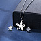 304 Stainless Steel Pendant Necklace & Stud Earring, Stainless Steel Color, Flower, 450mm