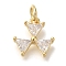 Rack Plating Brass Micro Pave Cubic Zirconia Charms, Cadmium Free & Lead Free, Long-Lasting Plated, Triangle, Real 18K Gold Plated, 11.5x11x3mm, Hole: 3mm