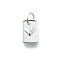 Brass Pendants, Rectangle with Heart Charms, Long-Lasting Plated, Lead Free & Cadmium Free, Rack Plating, with Jump Ring, Silver, 9.5x6.5x1.5mm, Hole: 3mm