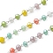 Glass Round Beaded Chains, with 304 Stainless Steel Findings, Unwelded, with Spool, Colorful, 3.3x2.6mm, about 65.62 Feet(20m)/Roll