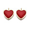 Alloy Pendants, with Enamel, Cadmium Free & Lead Free, Light Gold, Heart, Red, 17.5x16x3.5mm, Hole: 1.8mm